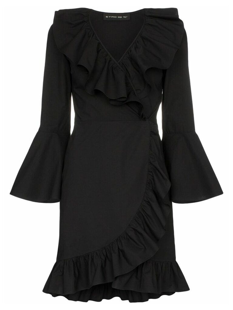 Etro ruffle detail cotton wrap dress - Black