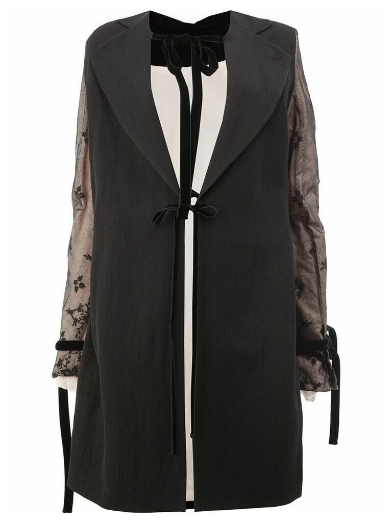 Ann Demeulemeester coat with lace detailed sleeves - Black