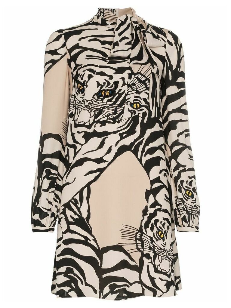 Valentino tiger print dress - Neutrals