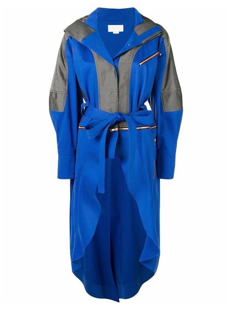 Esteban Cortazar zipped belted raincoat - Blue