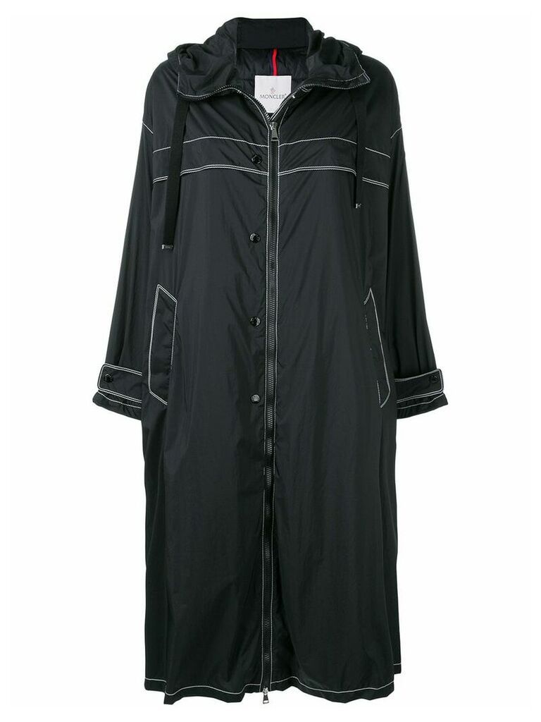 Moncler zipped hooded coat - Black