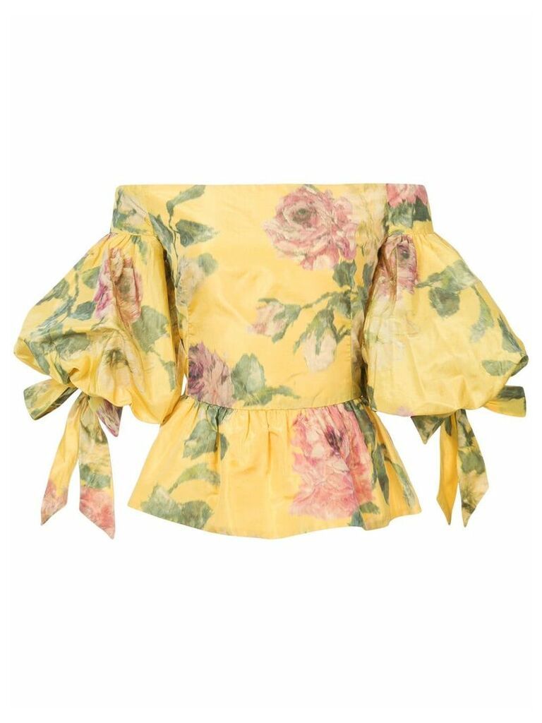 Marchesa floral print off-shoulder blouse - Yellow