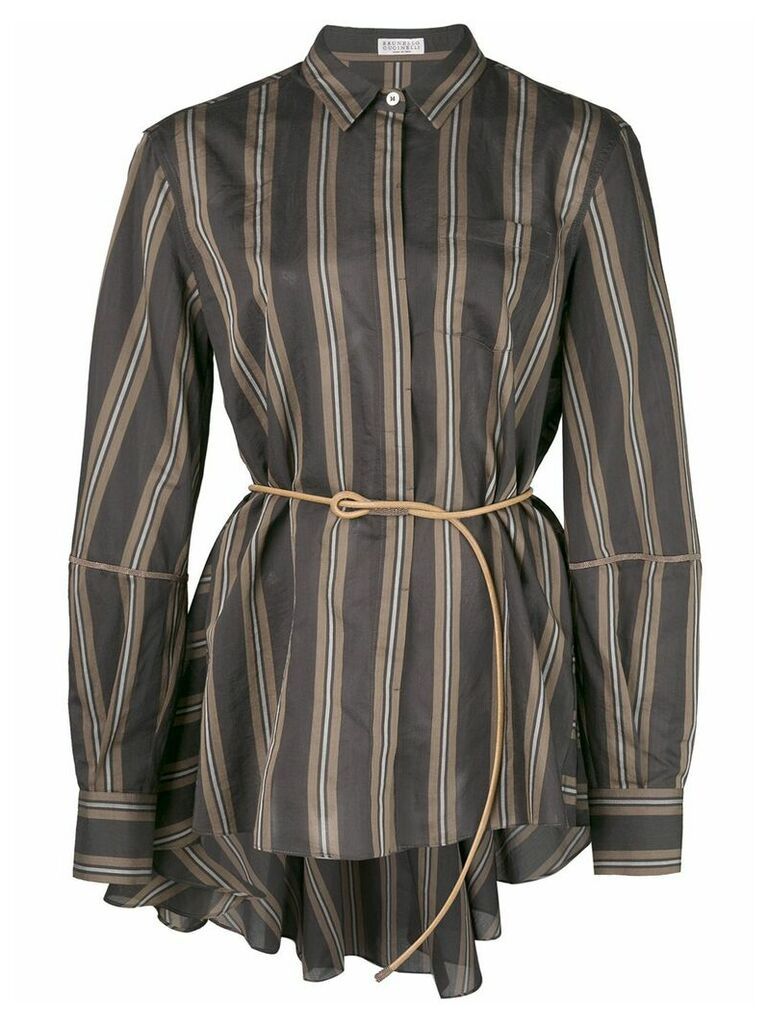 Brunello Cucinelli belt detail striped shirt - Black