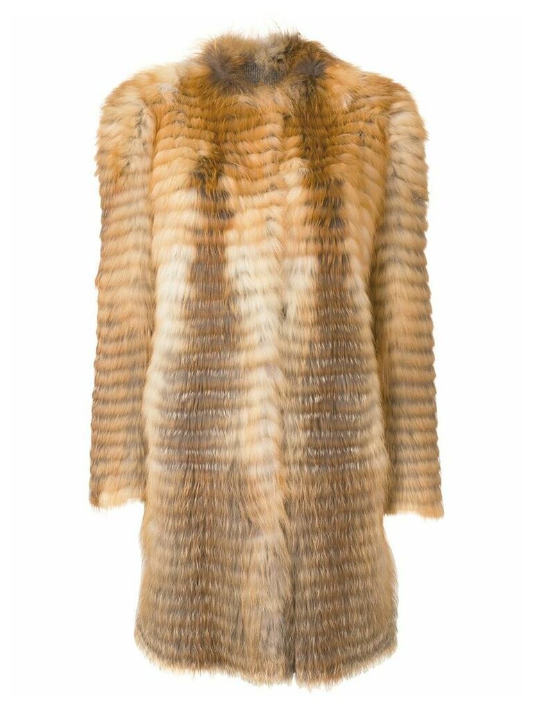 Liska striped textured coat - Brown