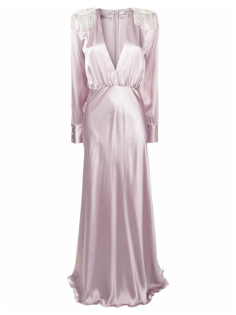 Alessandra Rich embellished plunge neck gown - PURPLE
