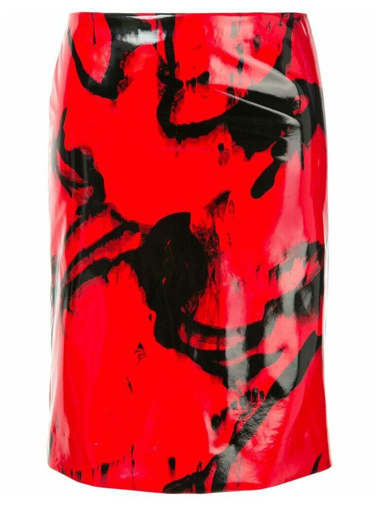 CK Calvin Klein printed vinyl-effect skirt - Red