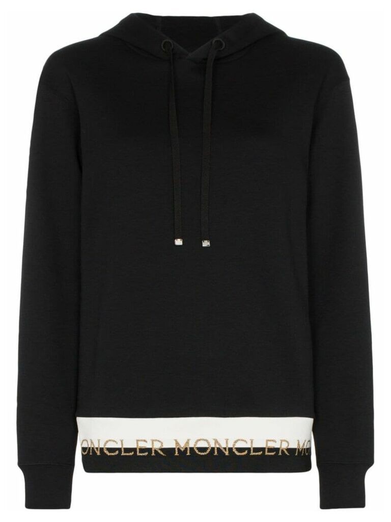 Moncler logo-hem cotton-blend hoodie - Black