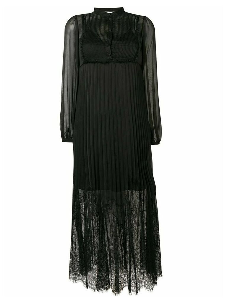McQ Alexander McQueen lace panel pleated dress - Black