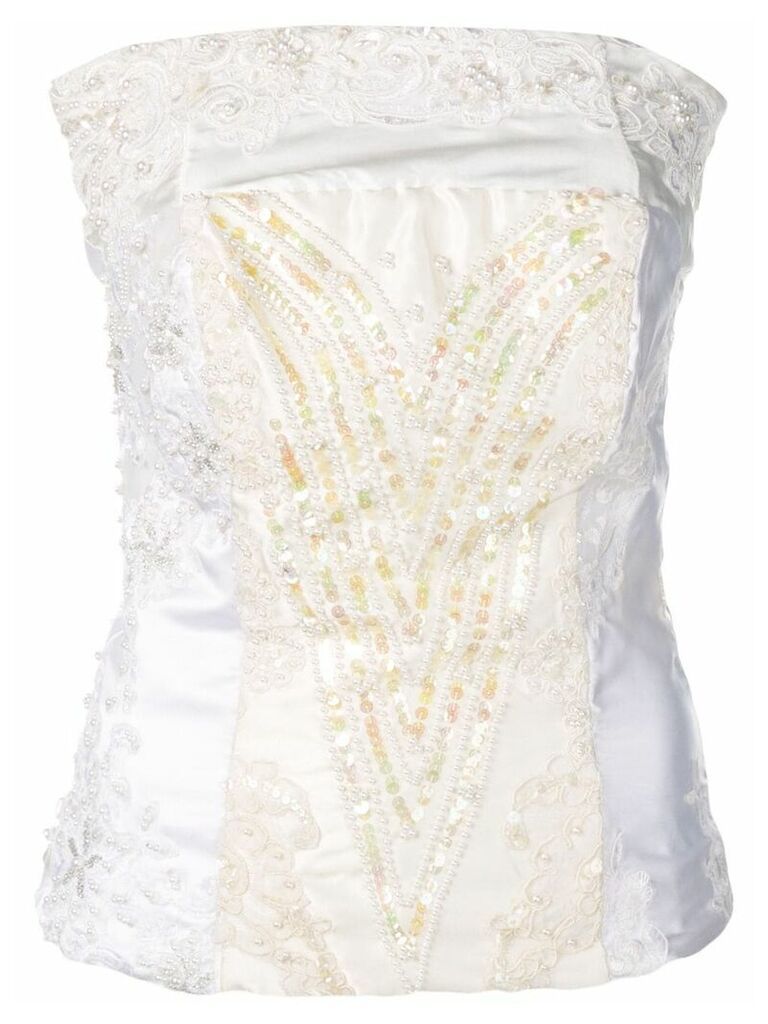 A.F.Vandevorst embroidered sleeveless top - White