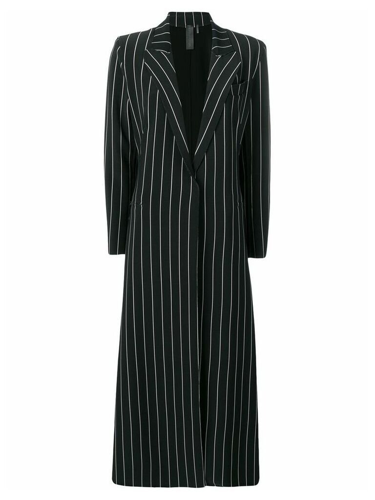 Norma Kamali striped single-breasted coat - Black