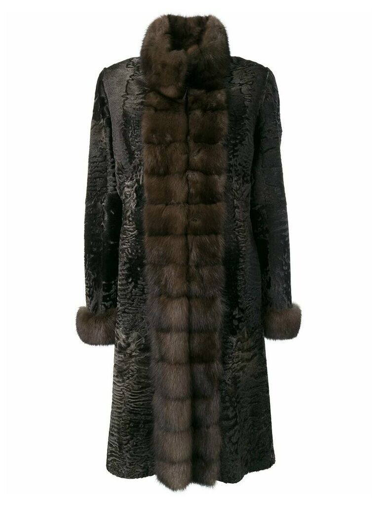 Liska Diana fur trimmed coat - Brown