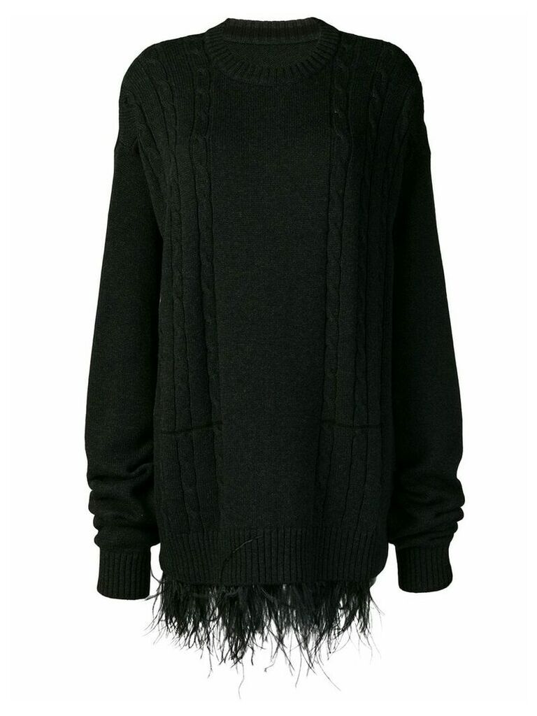 Maison Margiela oversized feather trim sweater - Black