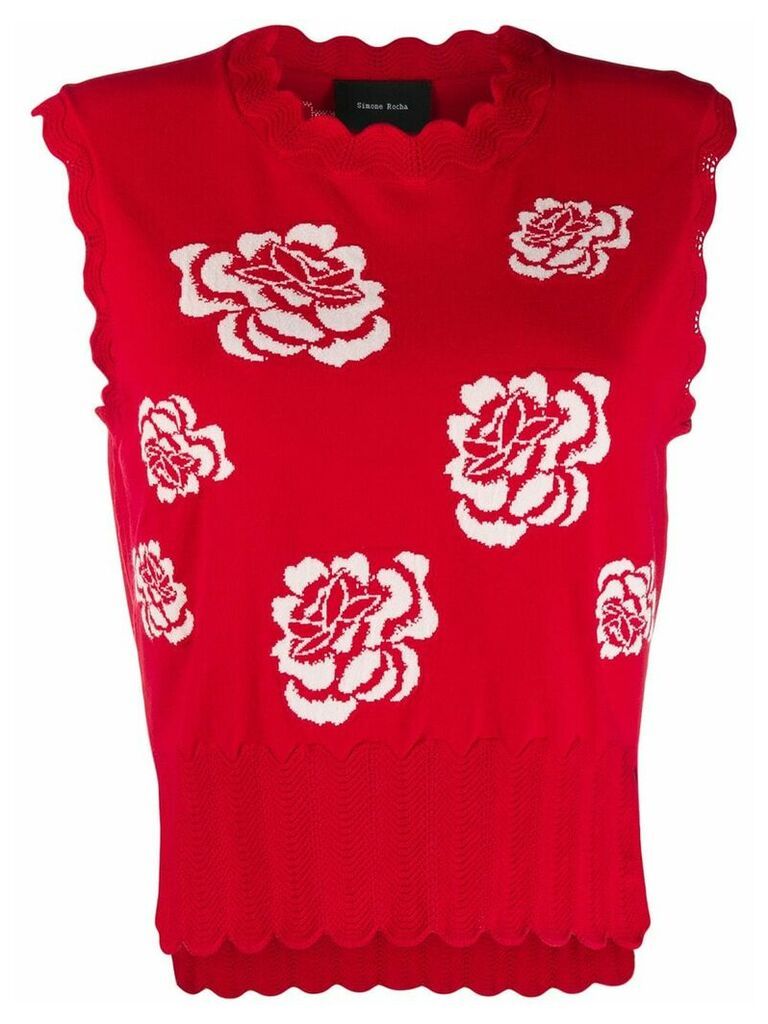 Simone Rocha floral knit tank top - Red