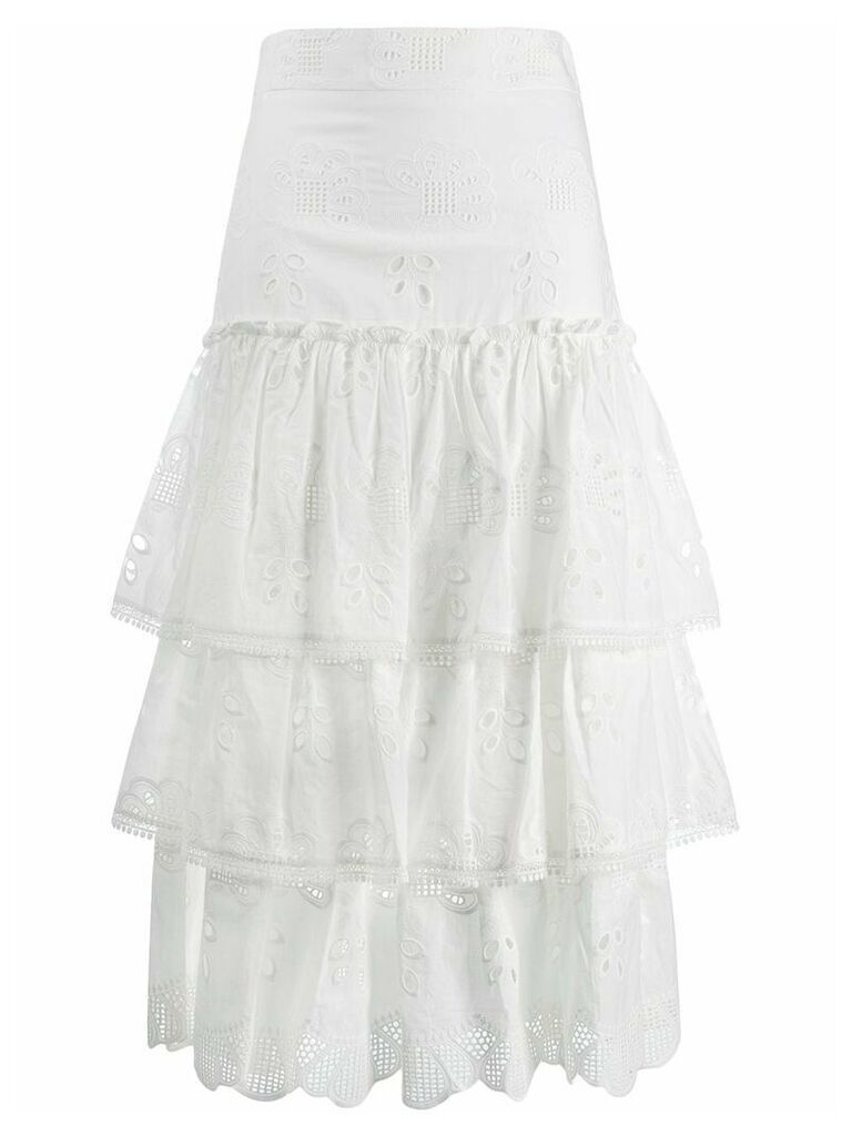 Alexis Broderie Anglaise ruffed skirt - White