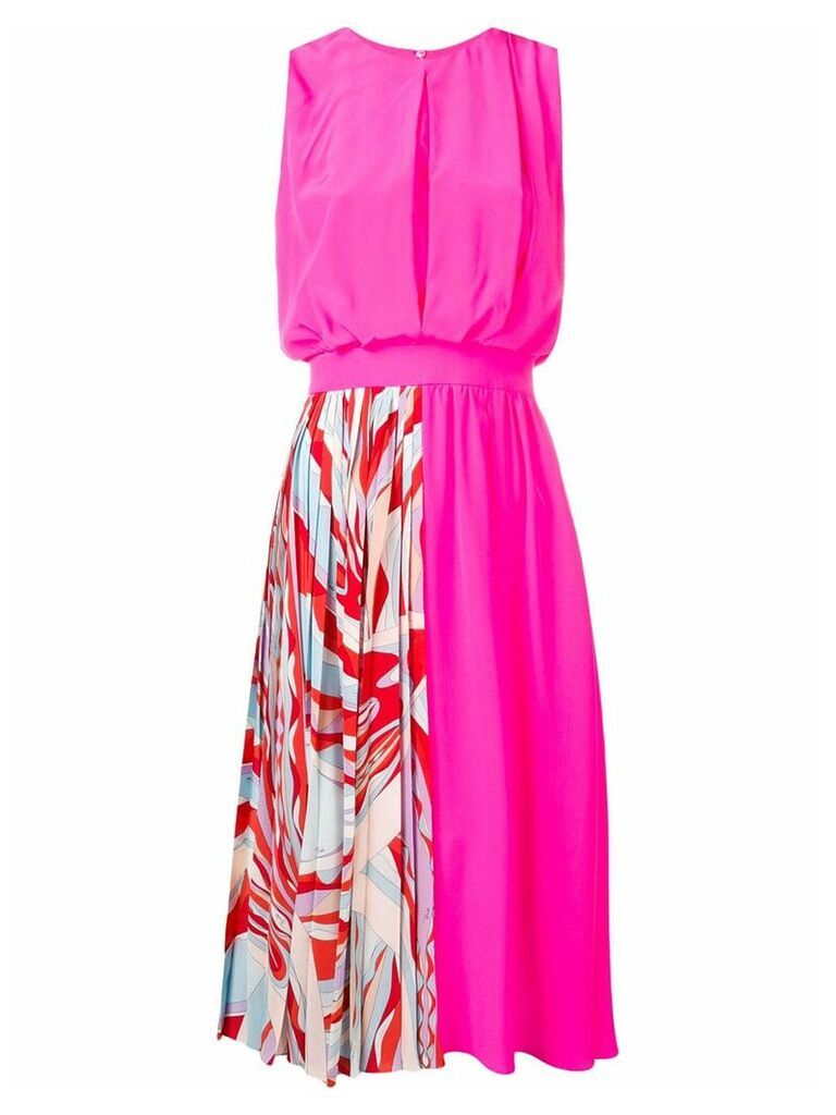 Emilio Pucci Burle Print Panelled Silk Midi Dress - PINK