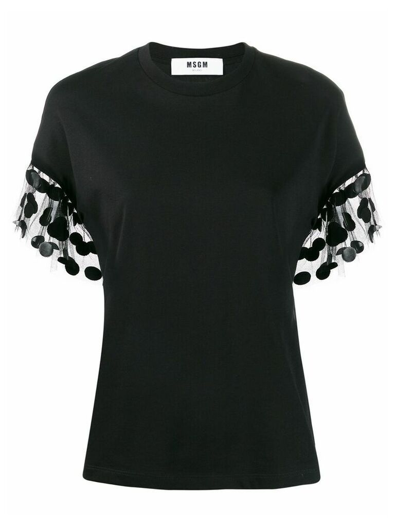 MSGM ruffle detail T-shirt - Black