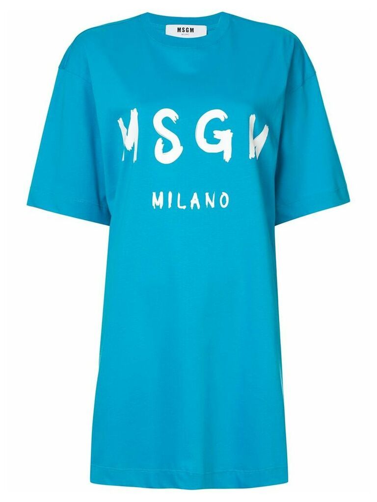 MSGM logo T-shirt dress - Blue