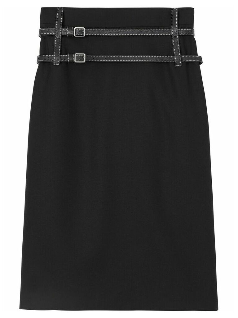Burberry leather harness detail pencil skirt - Black