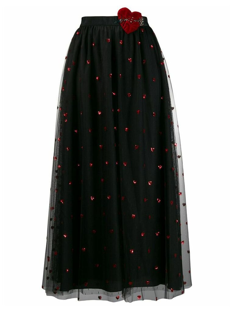 RedValentino love heart mesh skirt - Black