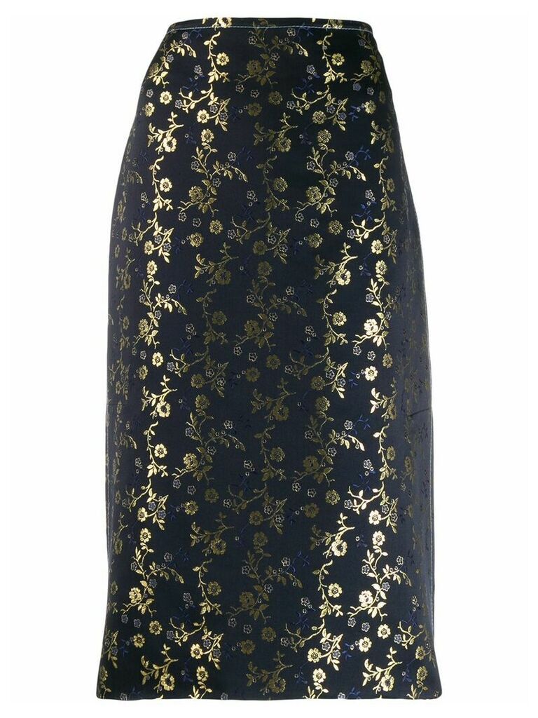 Marni gold-tone embroidered skirt - Blue