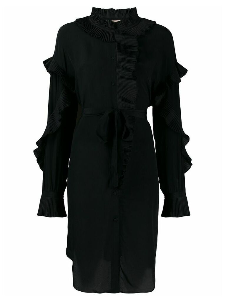 Twin-Set ruffled long sleeve dress - Black
