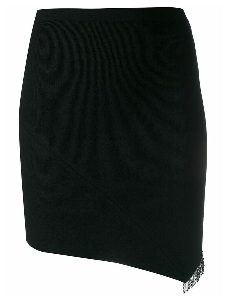 Pinko rhinestone fringe knit skirt - Black