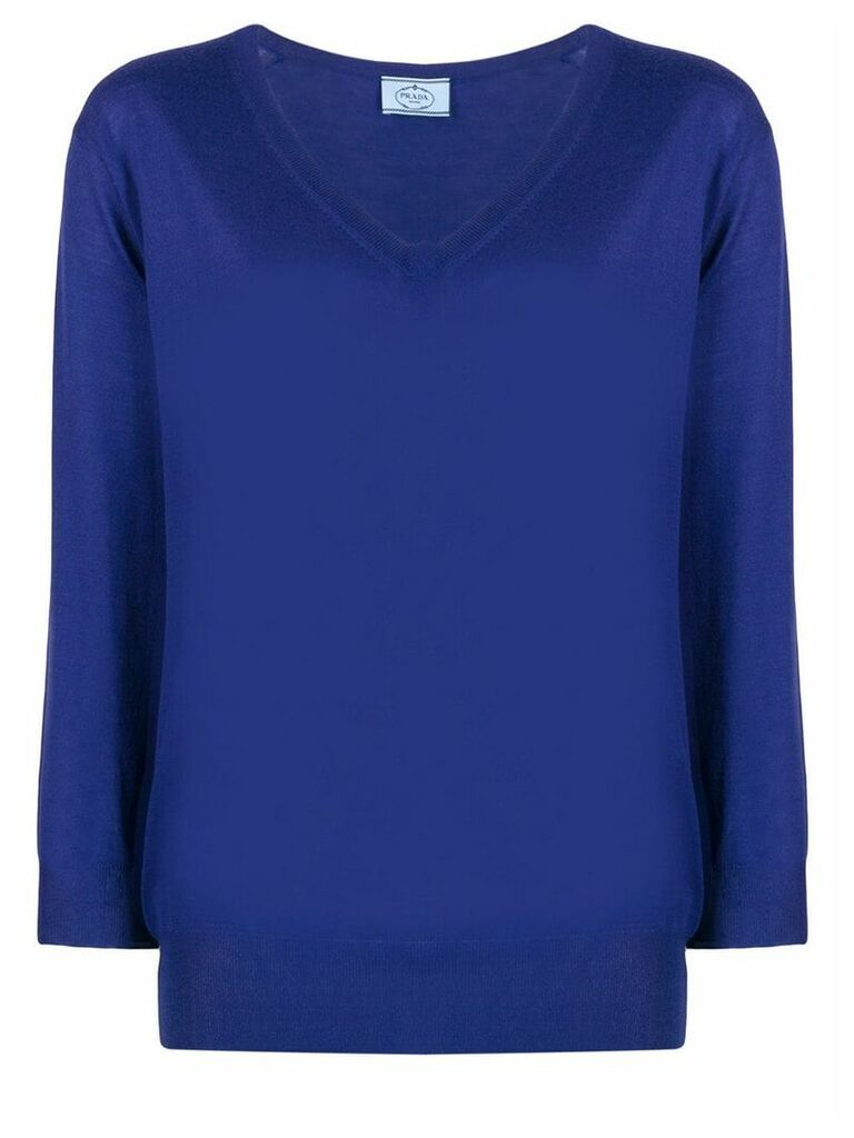 Prada V-neck wool jumper - Blue