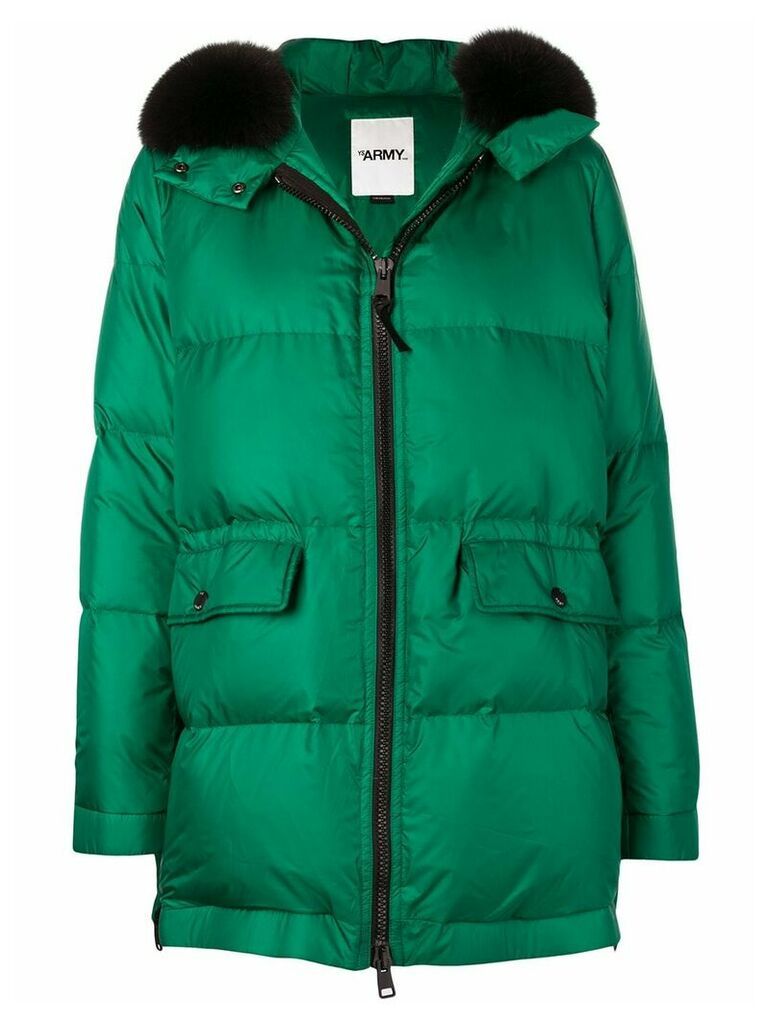 Yves Salomon Army oversized hooded coat - Green