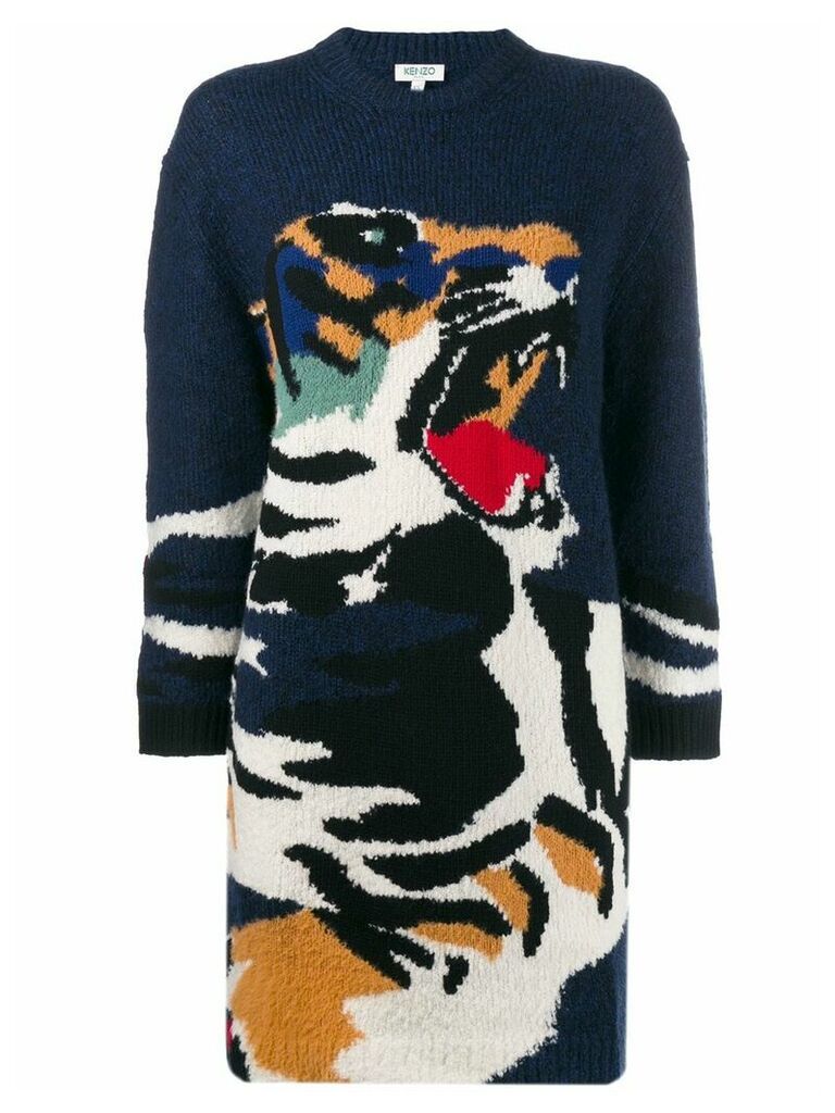 Kenzo intarsia tiger sweater dress - Blue