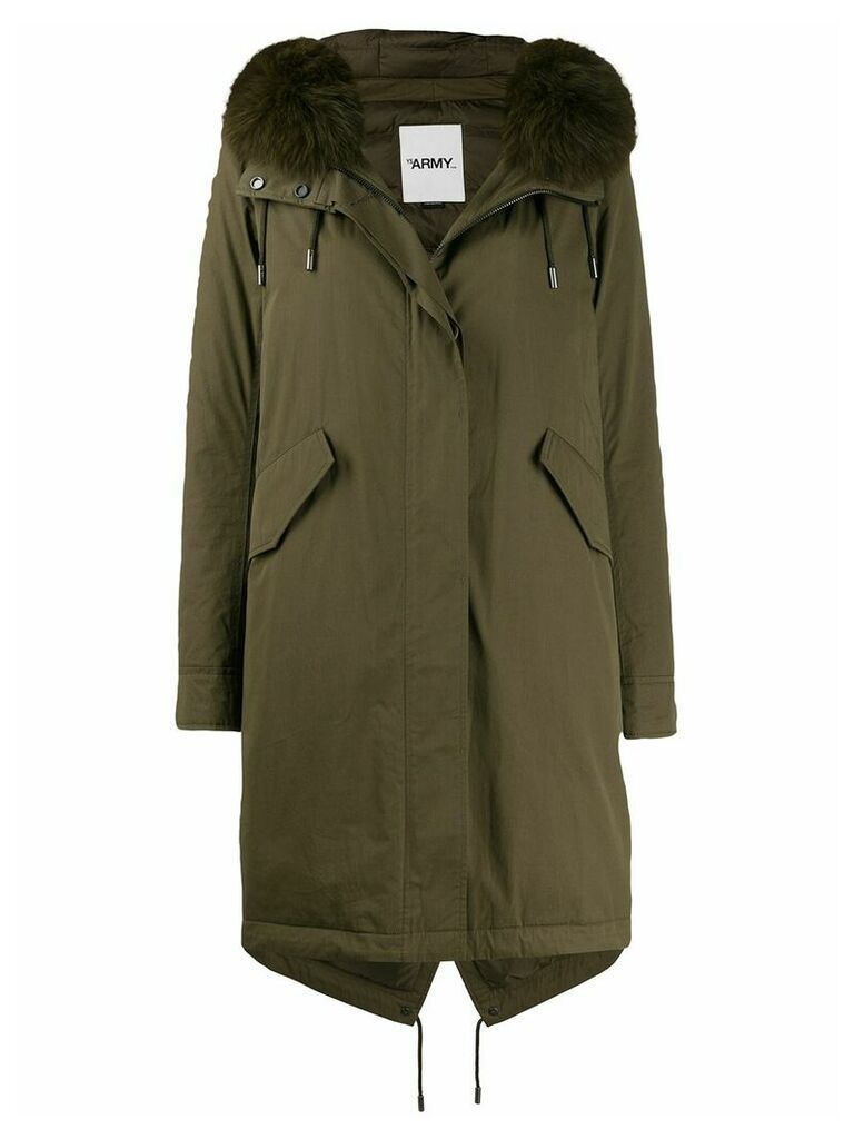 Yves Salomon Army fox fur trim parka coat - Green