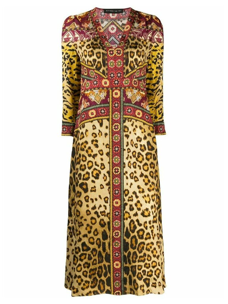 Etro leopard-print midi dress - Brown