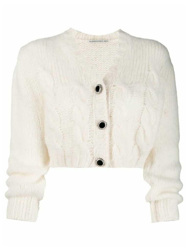 Alessandra Rich cropped knit cardigan - White