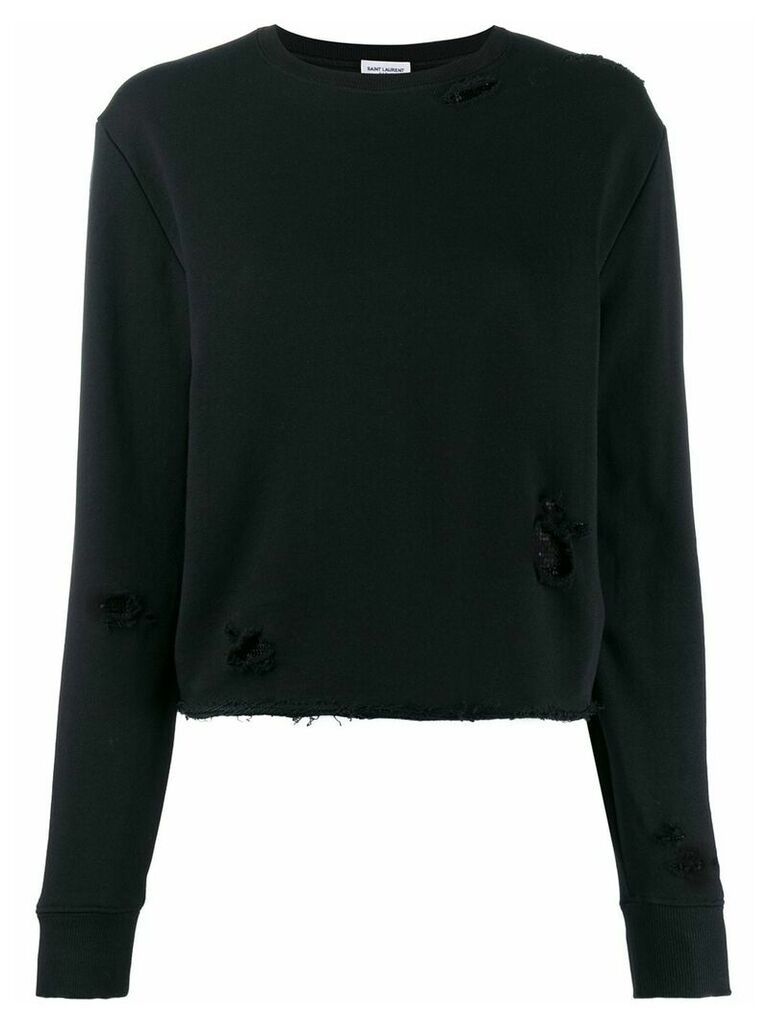 Saint Laurent distressed details knitted jumper - Black