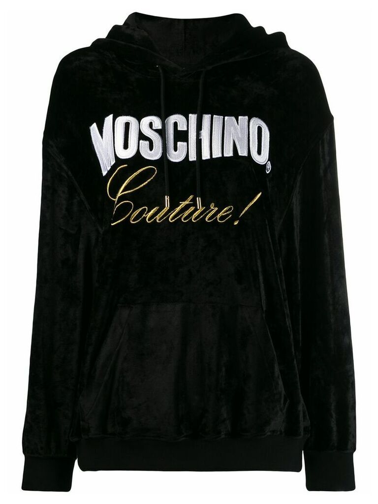 Moschino embroidered-logo couture hoodie - Black