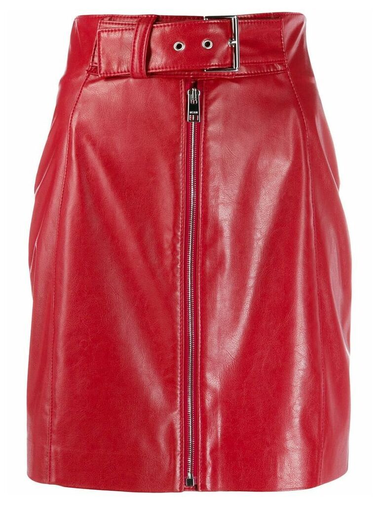 MSGM belted zip-front mini skirt - Red