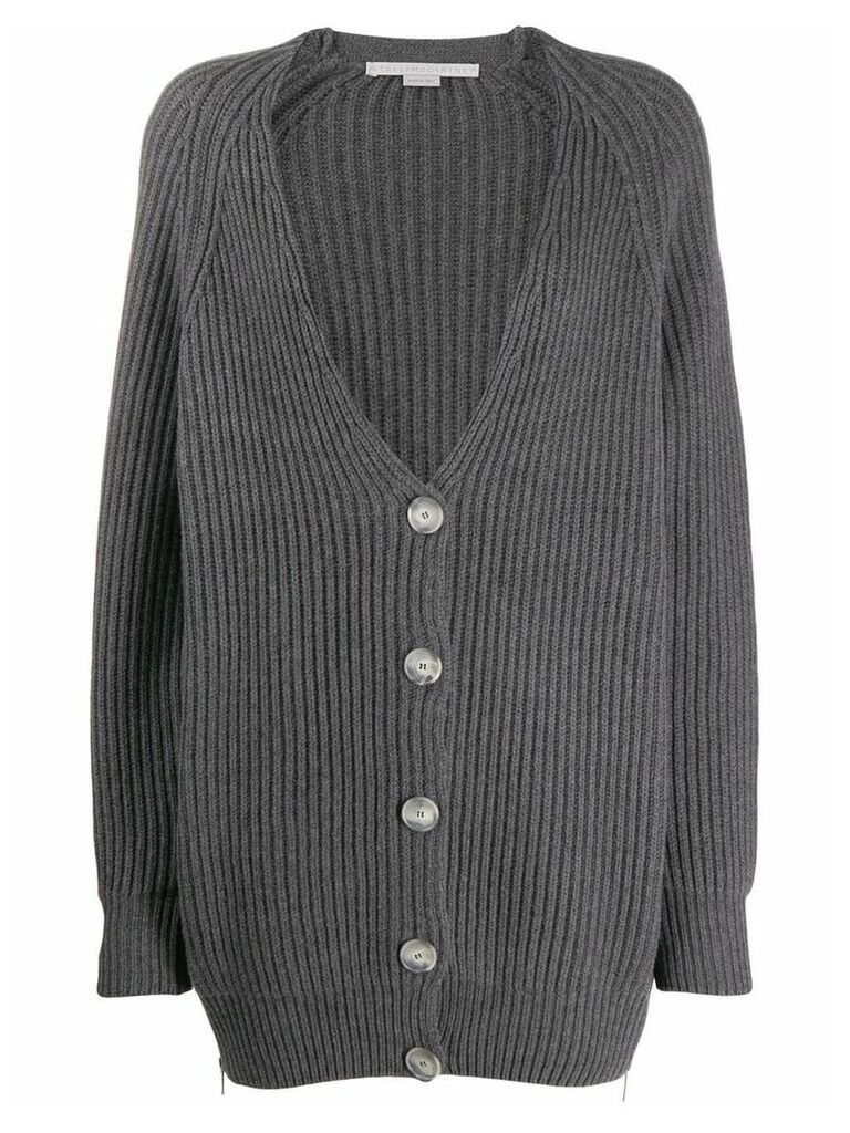 Stella McCartney V-neck cable knit ribbed cardigan - Grey