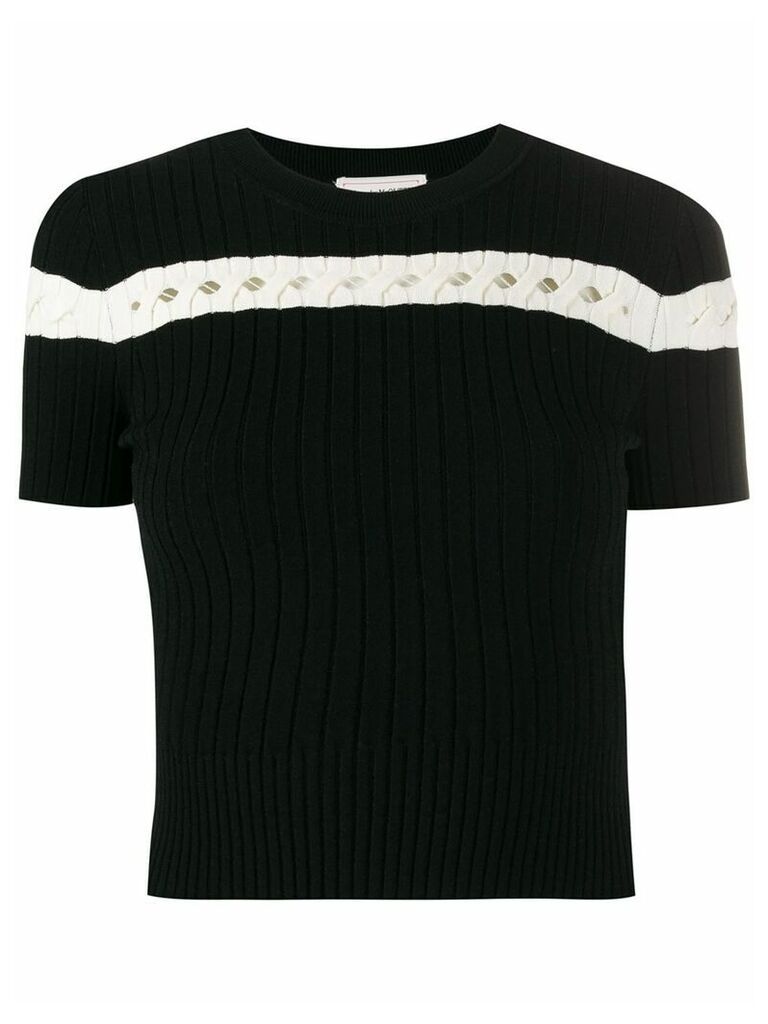 Alexander McQueen striped ribbed-knit top - Black