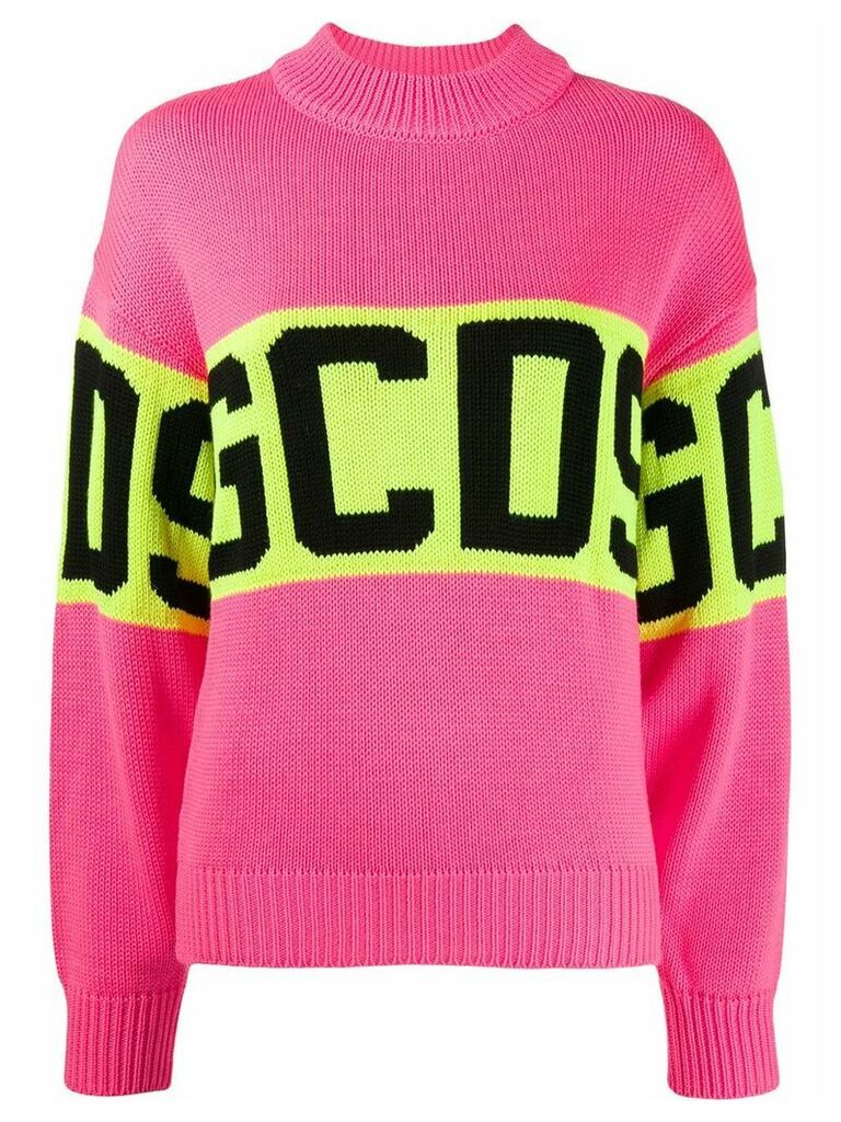 Gcds logo colour block sweater - PINK