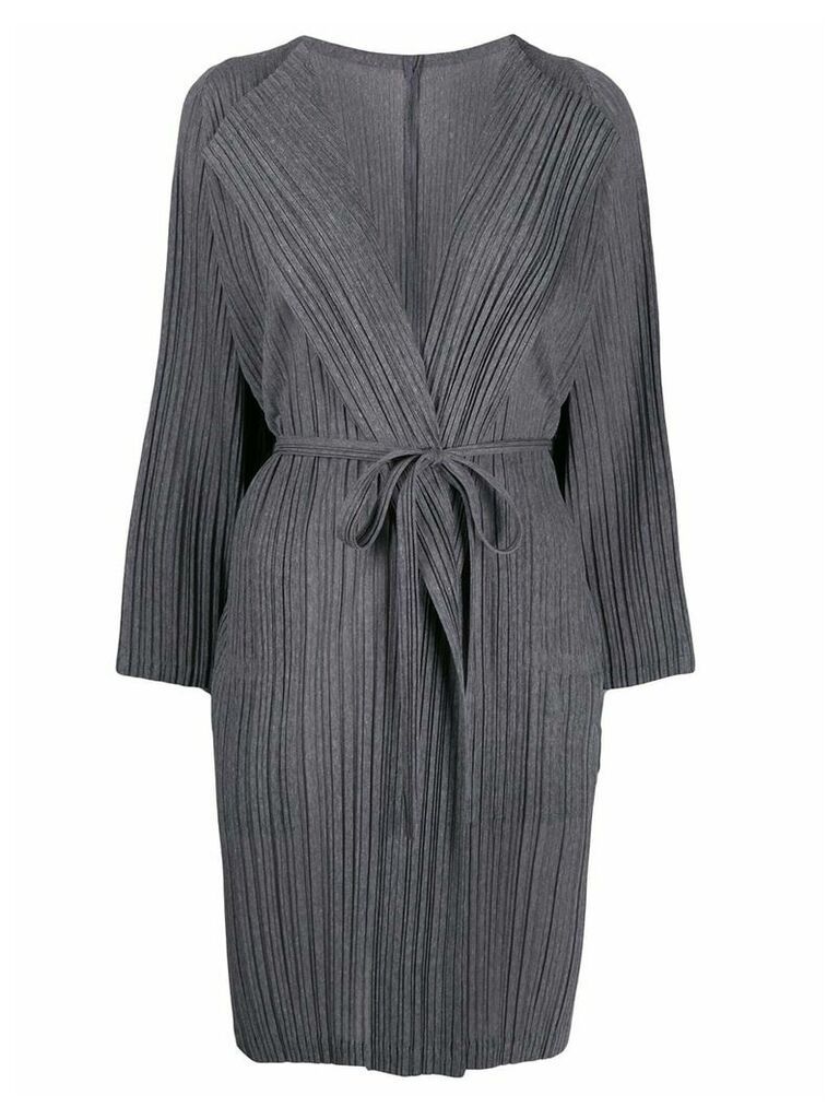 Pleats Please Issey Miyake belted pleated coat - Grey