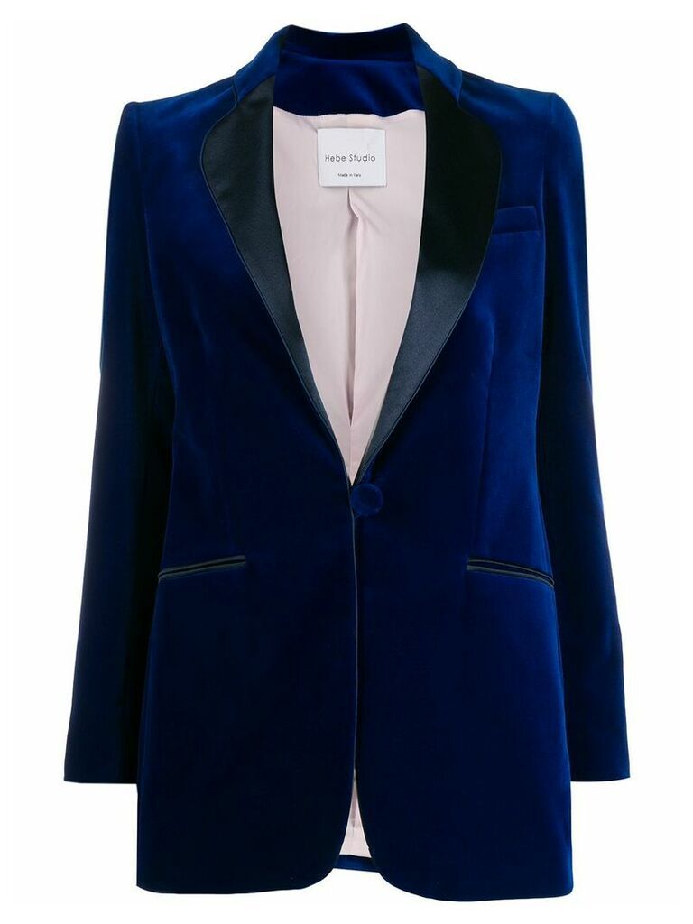 Hebe Studio velvet tailored blazer - Blue