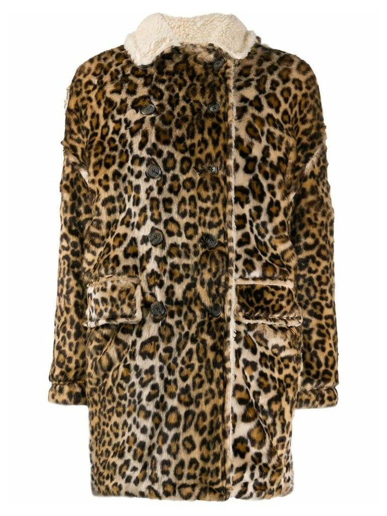 R13 oversized leopard-print coat - Brown