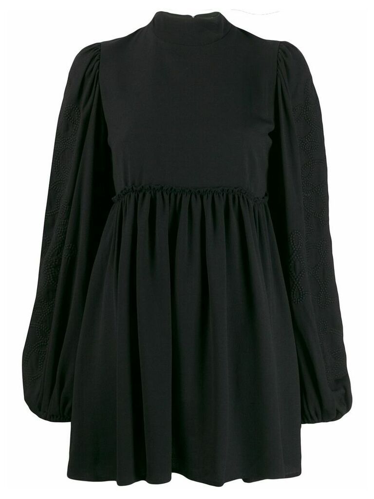 Wandering high neck flared mini dress - Black