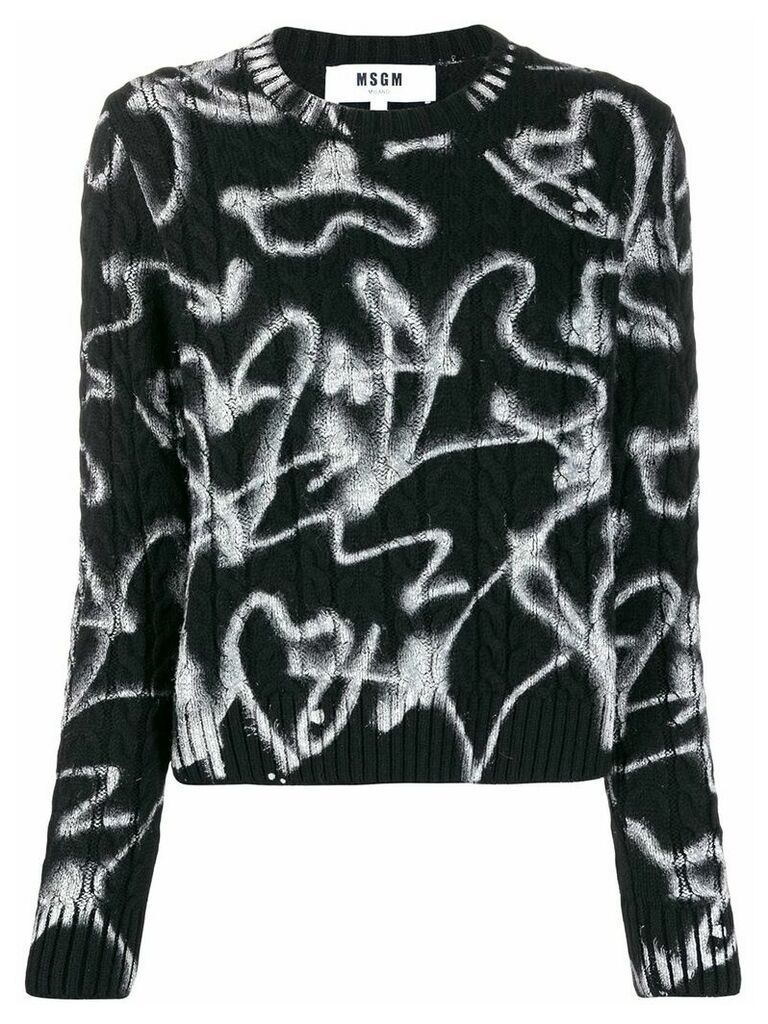 MSGM heart print cable knit jumper - Black