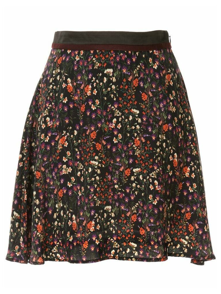 Loveless high waist floral pattern skirt - Black