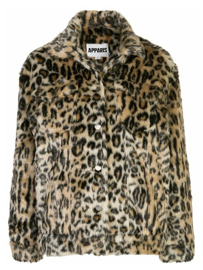Apparis Lauren leopard faux-fur coat - Brown