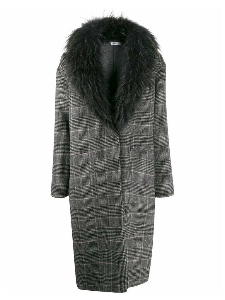 Liska plaid cocoon coat - Grey