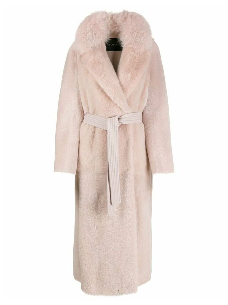 Blancha long belted coat - Pink