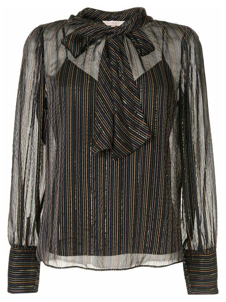 Rebecca Taylor striped metallic detail blouse - Black