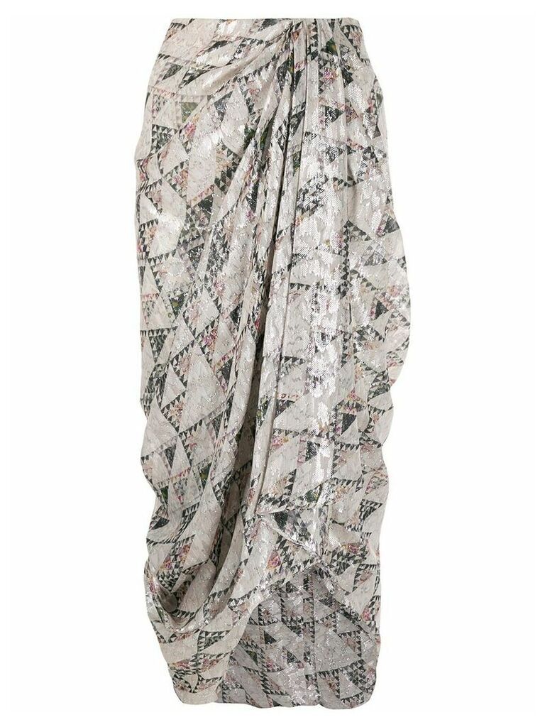 Isabel Marant camelia print draped skirt - NEUTRALS