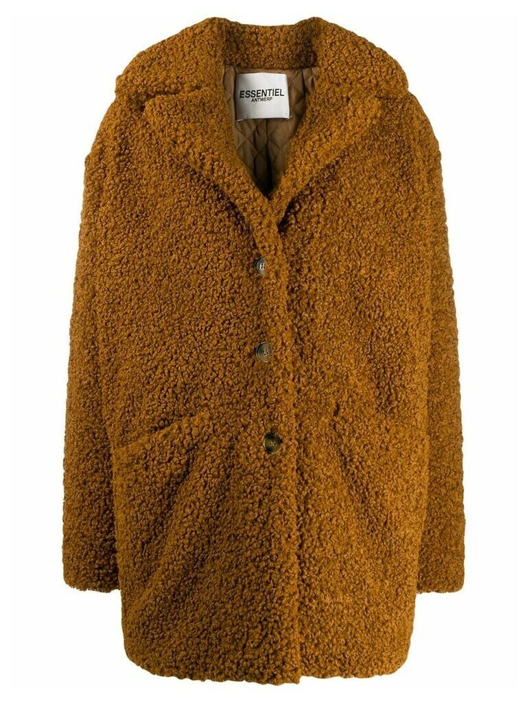 Essentiel Antwerp Tribal oversized teddy coat - Brown